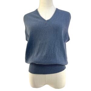 Vintage Saks Fifth Ave Knit Cashmere Sweater Vest Blue